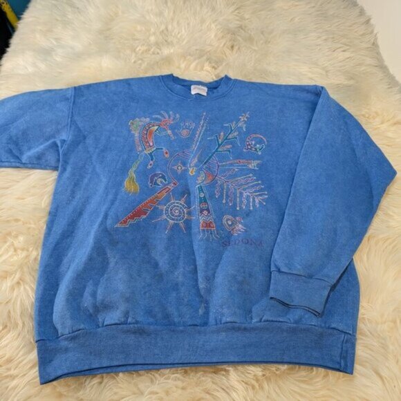 Vintage Sedona Blue Graphic Crewneck Sweater Size Large - Picture 2 of 7